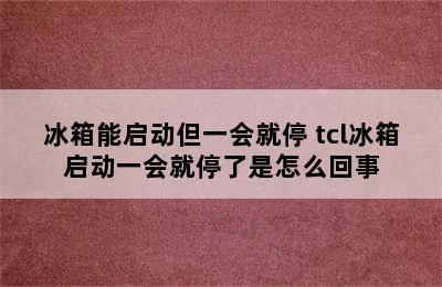 冰箱能启动但一会就停 tcl冰箱启动一会就停了是怎么回事